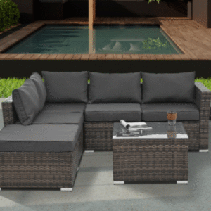 Modern Gray Rattan Outdoor Sectional Sofa Set