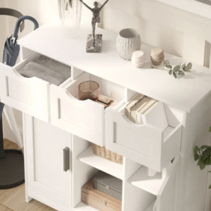 Modern White Storage Console Table